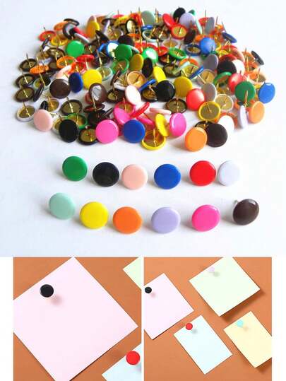 100 piezas de chinchetas de colores, artículos de oficina, alfileres de presión multifuncionales, chinchetas de cabeza plana, arte y pintura, chinchetas de cabeza grande