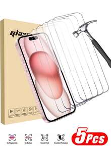 5pcs Ultra-Durable Full Screen High-Definition Tempered Glass Screen Protector Compatible With IPhone 17/17Pro/17Air/17Pro Max, 16/16Pro/16Plus/16ProMax, 15/15Plus/15Pro/15Pro Max, 14/14Plus/14Pro/14Pro Max, 13Mini/13/13Pro/13Pro Max, 12Mini/12/12Pro/12Pro Max, 11/11Pro/11Pro Max. Scratch-Resistant, Anti-Fall, Anti-Fingerprint, 9H Hardness, Easy To Install. - Clear - View 17