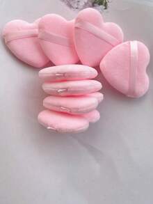 8pcs/Set Heart Shaped Velvet Powder Puff, Designed For Contour, Eye And Corner Area, With Makeup Blender Foundation Mixing Container, Suitable For All Skin Types - Multicolor - View 12