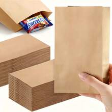50/100 bolsas de papel kraft marrón, bolsas de embalaje duraderas para regalos de fiesta, aperitivos, galletas, hamburguesas, adecuadas para pequeños negocios, comestibles, almuerzos, recuerdos de fiesta, para llevar, aplicables para fiestas, bodas, cenas de verano, vuelta al cole, Día Nacional, Halloween, Navidad