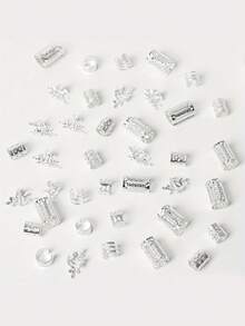 女士脏辫珠串饰品套装，月亮和星星图案合金发饰，时尚波西米亚风发饰，适用于辫子、脏辫、扭辫等发饰，轻巧耐用，适合青少年、女孩、女士日常佩戴，也适合学校、旅行、假日派对等场合。多种包装可选，每包10/34/36/40件。是斋月、开斋节等节日发型搭配的理想之选，也是送给朋友和家人的精美礼物。 - 彩色 - 查看 17