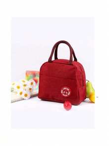 Portable Thermal Insulated Cooler Bag With Cartoon Pattern - Burgundy - View 3