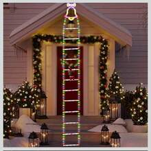 ADORNO DE NAVIDAD SANTACLAUS EN ESCALERA CON LUZ LED DECORACION  NAVIDEÑA PARA COLGAR SANTA CLAUS EN ESCALADA CON LUZ LED - Blanco - Ver 7