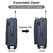 Suitcase 20 24 28 Inch 3 Piece Set Softside Luggage Cabin Carry On Check In Lightweight Spinner Wheels Tsa Lock Expandable For Travel - Navy Blue - View 5