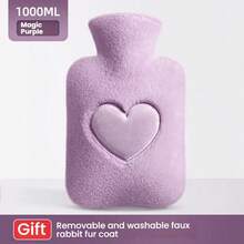 1000ml PVC内衬暖水杯，可爱毛绒动物图案，便携式月经加热袋，可拆卸手脚，快速加热，持久保温 - 彩色 - 查看 5
