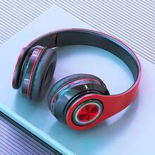 Wireless Gaming Headset With Microphone Bluetooth 5.3, Foldable Over Ear Headphones With Active Noise Canceling & LED Lights, Dual Wired/Wireless Mode For PC Laptop Phone, Deep Bass Sound For Music Sports Game, Portable Design With Long Battery Life - 紅色 - 查看 11