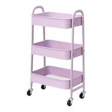 3-Tier Mobile Storage Cart, Steel Frame Structure, With Handle & 2 Brakes, Easy Assembly, Suitable For Bedroom, Laundry Room And Bathroom Storage - Multicolor - View 18