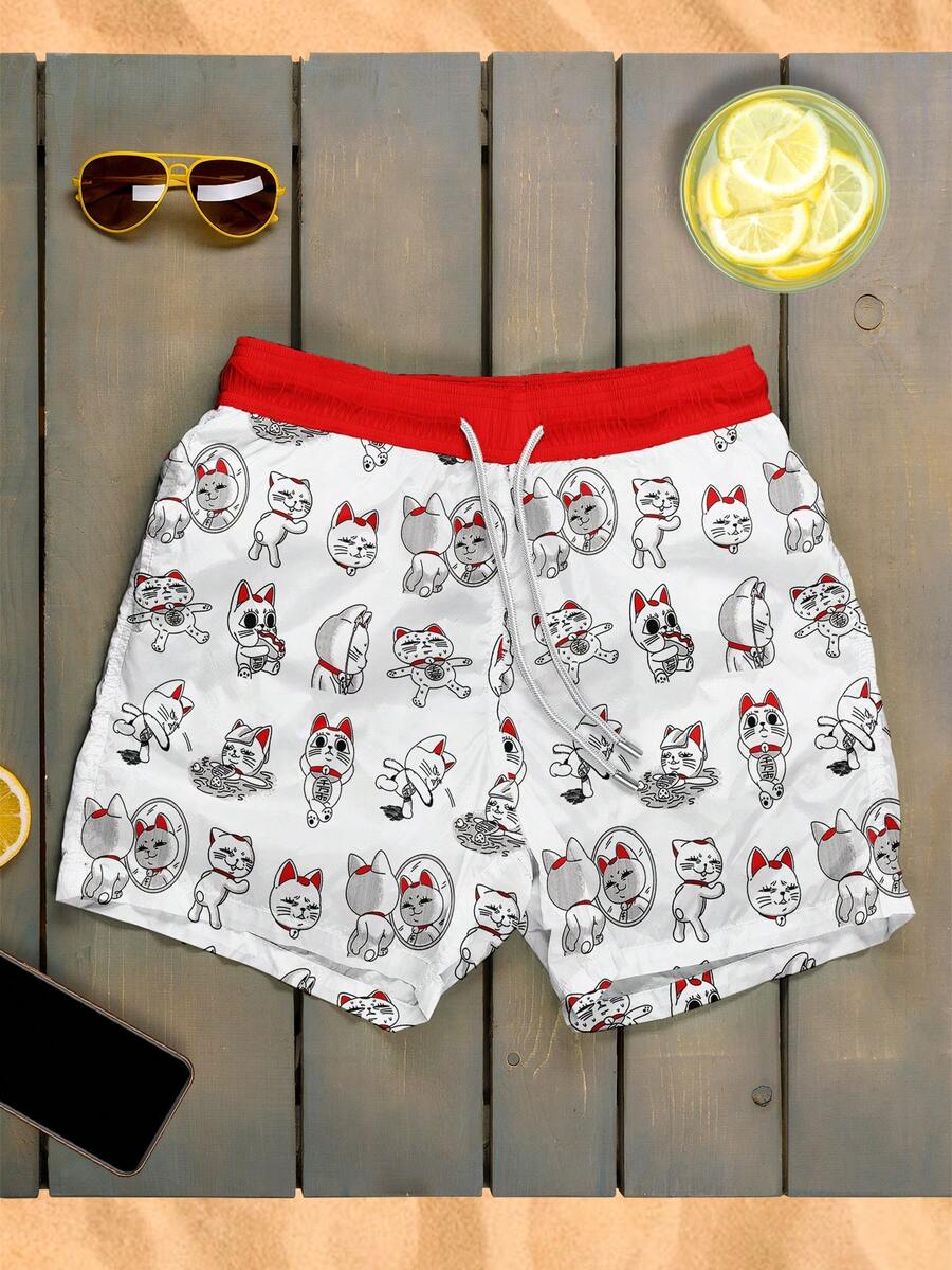 Men's Beach Shorts Gym Summer Dandadan Turbo Granny Cat Gato Anime REF 766 VEST NERD - Nhiều màu - Xem 1