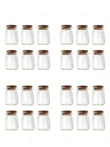 7pcs 100ml Heat-Resistant Small Pudding Bottles, Yogurt Bottles, Glass Jars With Cork Lids, Mousse Cups, Lucky Star Glass Jars, Mini Wishing Bottles, Bath Salt Bottles, Face Mask Bottles, Divider Bottles, Candle Divider Bottles, Jewelry Storage Bottles, Gold Bean Collection Bottles. Suitable For Kitchen Storage, Bedroom Storage, Weddings, Bridal Showers And Birthday Gifts. - 彩色 - 查看 9
