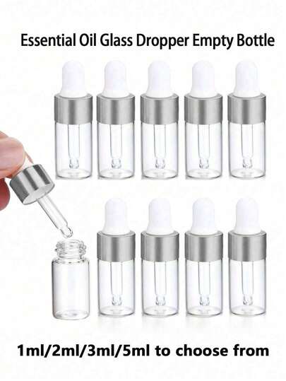 1ml/2ml/3ml/5ml-Frosted Glass Dropper Bottles - Refillable Essential Oil & Perfume Sample Vials With Glass Pipette Dropper Cap; Small Serum & Eye-Dropper Style Bottles For Aromatherapy, Skincare Serums, Cosmetic Samples, Diy Blends, Fragrance Testing & Travel; Leak-Resistant, Reusable, Portable Glass Dispenser - Ideal For Perfumers, Estheticians, Makeup Artists, Therapists & Travel Lovers