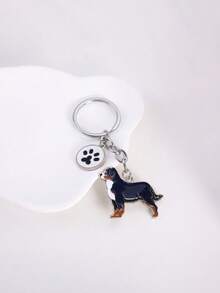 1pc Metal Alloy Handsome Pet Dog Keychain Men's Charm Car Keychain Jewelry Gift Handsome And Domineering St. Bernard Wolf Dog Handbag Backpack Pendant Accessory Fashionable And Popular Boyfriend Gift Pet Store Decoration Souvenir Keychain For Friends And Family Personalized Simple Keyring Gift - Multicolor - View 12