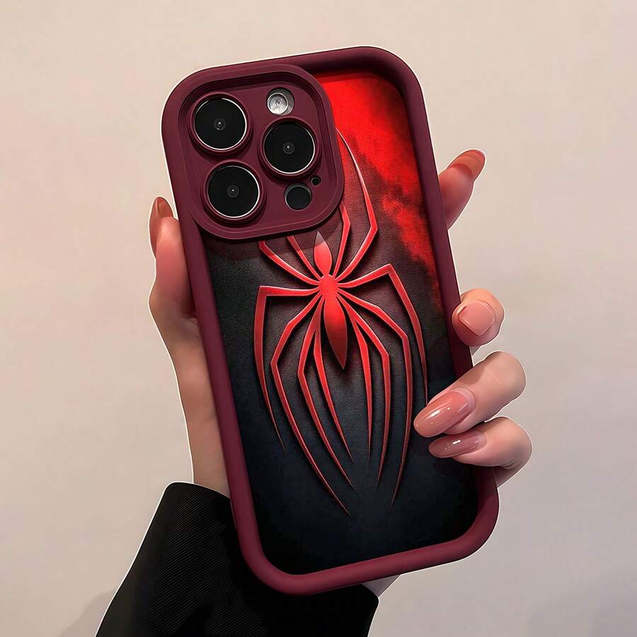 Diseño de telaraña ¿Qué funda navideña para teléfono es adecuada para fundas de teléfonos 17 16 Pro Max 15 Pro Max 13 y 12? Fabricada en material TPU, proporciona protección a prueba de golpes y caídas. Es un gran regalo para familiares, amigos, novios, novias en otoño y Halloween. - Rojo - Ver 1
