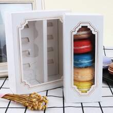 5pcs/10pcs Korean Style Gold Foil Macaron Packaging Boxes, 5/10 Drawer Style Transparent High-End Green Bean Cake, Chocolate Box, Macaron Packaging Box With Window, Simple And Elegant Baking Pastry Box - View 8