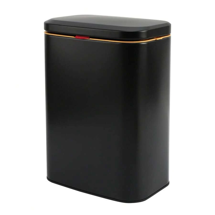 8 L Stainless Steel Kitchen Compost Bin With Lid, Wall-Mounted Hanging Trash Can For Cabinet Doors, Odor-Proof Kitchen Waste Bin, Black - 黑色 - 查看 1
