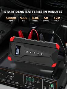 5000A峰值便携式汽车应急启动器，带空气压缩机、应急电池组、2.11加仑（汽油版）、1.72加仑（电池版）、150 PSI轮胎充气泵、12V汽车电池应急启动器、五合一功能、电池充电器