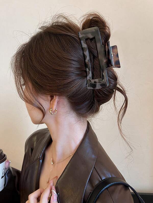 1 pezzo Fermaglio per capelli in plastica con stampa leopardata e motivo tartarugato, di 4,09 pollici/10,4 cm, di design alla moda, versatile, elegante e minimalista, adatto per uso quotidiano, casual, per feste, pendolarismo, spiaggia, acconciature come coda di cavallo, chignon, per lavarsi il viso/i capelli, trucco, accessorio per l'abbigliamento, fermaglio per capelli invernale