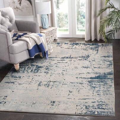 Mordern Abstract Rug Soft Washable Carpet Non - Slip Area Rug Living Room Bedroom Indoor Home Decor Medium Pile Floor Abstract Blue, 80 * 120cm