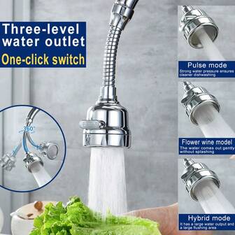Adjustable Faucet Sprayer With 3 Modes, 360° Rotatable Faucet Head, Durable Plastic Body, Anti-Splash For Kitchen And Bathroom, Extension Adapter, Easy Installation, 3-Setting Booster Shower Head, Faucet Aerator