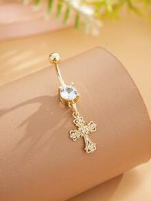 1.5pcs Star & Moon Multi-Element Pendant Navel Ring Stainless Steel Spiral Navel Piercing Jewelry, Suitable For Daily Wear