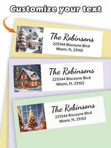 (3-Piece Set) 42 Customized Christmas Return Address Labels, Personalized Christmas Return Address Labels With Santa Claus, Holiday Christmas Tree Design, Customized Holiday Happy Surname Stickers, Personalized Address Labels Self-Adhesive Flat Rectangular Return Name Stickers, Christmas Decoration,  Suitable For Holiday Gift Packaging And Stationery, Greeting Card Envelopes, Daily Office Use (4 Patterns To Choose From) - Multicolor - View 3