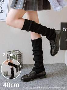 半双装女士大象罗纹针织长腿套，舒适学院风，过膝长款，适合各种日常穿着，温暖舒适