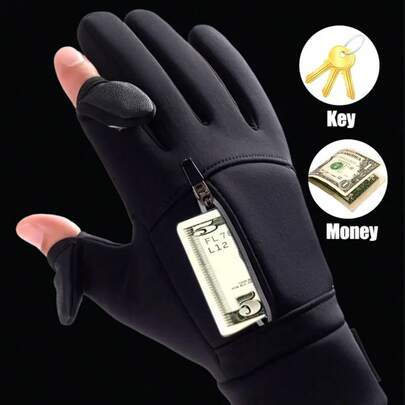 Winter Touchscreen Warm Gloves, Outdoor Sports Cold-Resistant And Windproof Gloves, Suitable For Cycling, Running, Fishing, Hunting - Adjustable Flip-Top Fingerless Gloves, Non-Slip Grip - Men's And Women's Outdoor Sports Gloves - Suitable For Smartphones And Devices, Cold Weather Protection, Stylish Design, Durable Construction, Fitness Enthusiasts