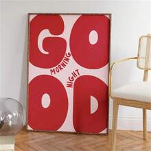 1 张早安晚安主题印刷品，红粉色海报，时髦学院风积极向上艺术印刷品，大胆少女卧室艺术宿舍装饰，床头墙面装饰画，墙面艺术，墙面装饰，现代简约风格海报，客厅和房间装饰，浴室装饰，理想礼物，不含画框 - 彩色 - 查看 1