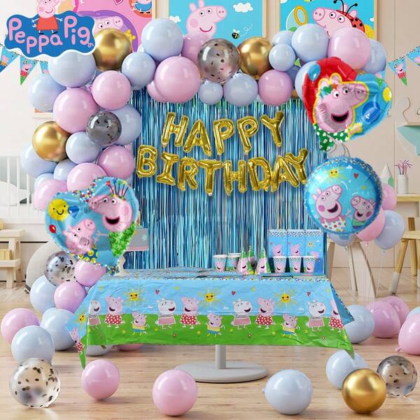 Hasbro Officially Licensed 156PCS  Tableware And Balloon Set Plates Cups Napkins Balloons Gift Bags Party Hats Banners Tablecloth Confetti Stickers Pink Theme Birthday Decoration Supplies