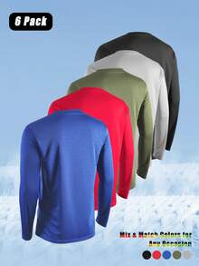 5-Pack Men's Mesh Long - Sleeve Shirts - Athletic Breathable & Quick - Dry Tops For Running, Gym Workouts And Hiking - Multicolor - View 3