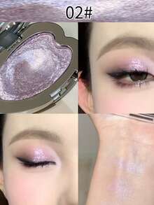 HERORANGE Metallic Glitter Heart Single-Color Eyeshadow Palette, Waterproof And Sweat-Proof, Soft Blending Formula, Suitable For Music Festivals, Stage Performances, Halloween Parties, Blue, Purple, Green And Silver Eyeshadow Palette - 彩色 - 查看 15