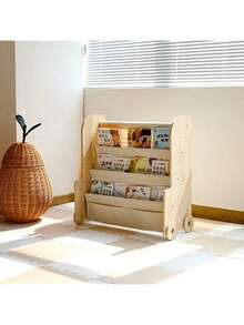 1件婴儿必备玩具收纳架，简易可移动儿童绘本架，两种款式可选，木纹色，婴儿书籍收纳架。圣诞礼物、洗浴礼物、新年礼物，送给宝宝的理想之选。 - 收納架 - 查看 2