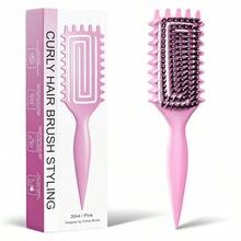 Curly Hair Brush, Curl Defining Brush With Soft Boar Bristles Detangling Tangled Glides, Wide-Teeth Design Effortlessly Shaping & Defining Curls, Curling Definer For Wet & Dry Hair (Green) - Hồng - Xem 2