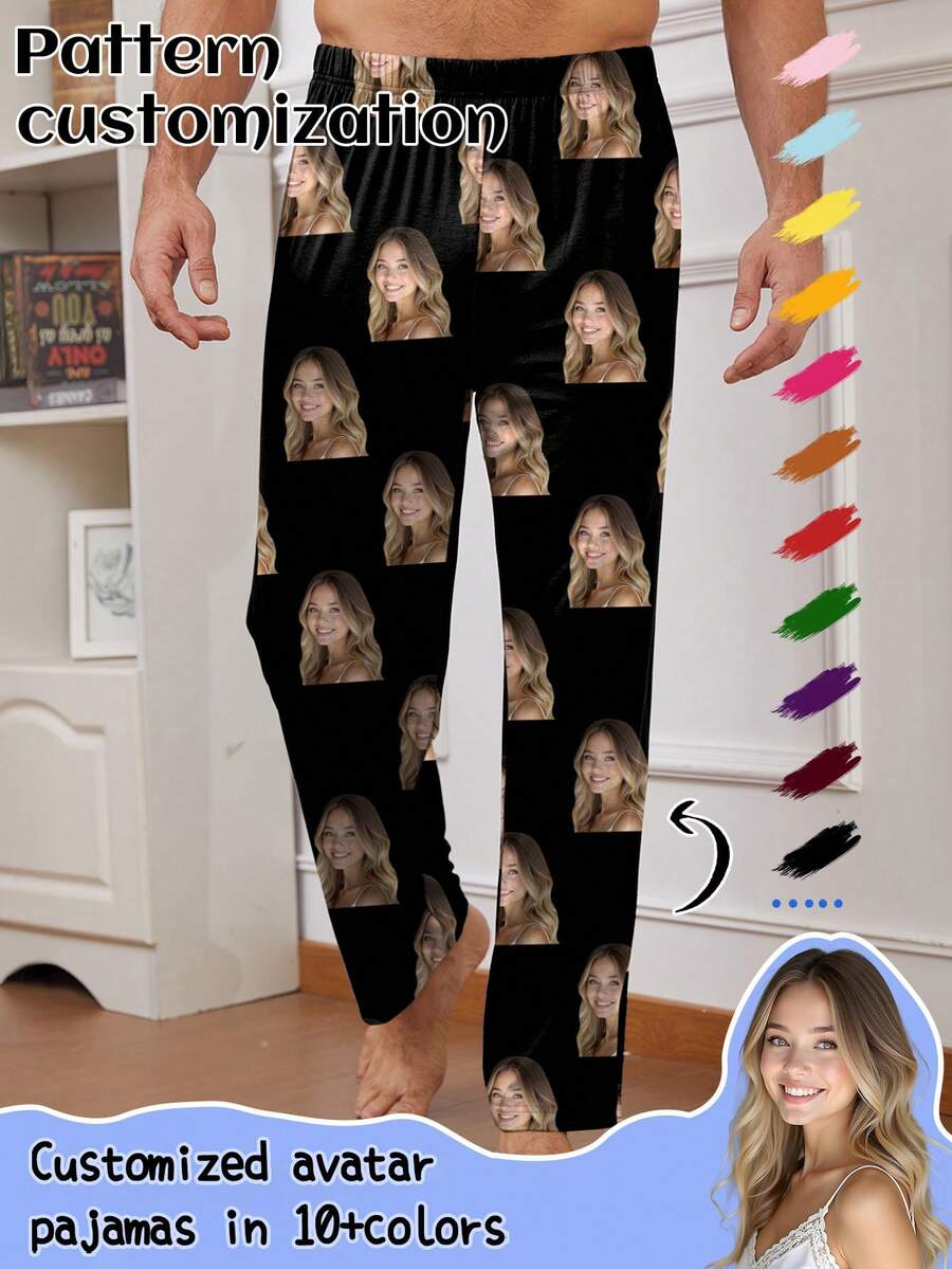 Printstory Customized Men's Pajamas, Personalized With Any Pattern, Unique Customized Gift, Suitable For Couples, Family, Friends, Holiday Parties