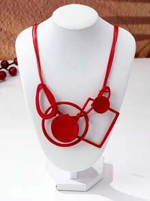 Vintage Geometric Pattern Necklace With Pendant, Gothic Style Women Choker