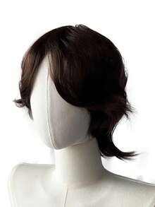 Men's Short Wolf Tail Carp Head Wig, Halloween Costume Role Play Button Mesh Wig, Easy To Wear, Japanese Carp Head Cosplay Wig For Men, Medium Long Straight Hair Wig Full Head, Unisex Wolf Tail Realistic Hair - Multicolor - View 10