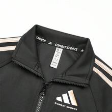 Adidas Tween Boy Letter Graphic Contrast Striped Tape Jacket - Black - View 3