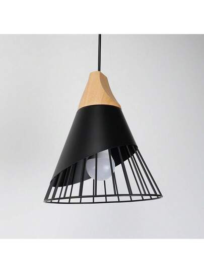 Alpinaluz Badminton Ceiling Hang Light: Zwart Metaal Hout Nordic E27 view 9