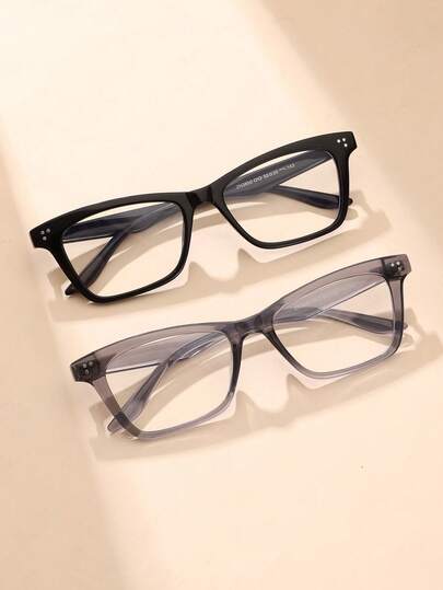 1 Pair Unisex Rectangular Simple Fashion Flat Glasses, Suitable For Fashion Outfits, Party Decoration, Computer Office, Gaming, Daily Use