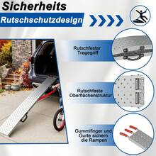 LILIIN Folding Loading Ramp 195 X 22.5 Cm – 1/2-Piece Set Of Non-Slip Loading Ramps, Heavy-Duty Foldable Ramps, Portable And Rust-Proof – Folding Ramp For Motorcycles, Cars, Trailers, Lawn Mowers, Quads, And Wheelchairs