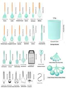مجموعة أدوات المطبخ السيليكون ذات المقابض الخشبية (12 قطعة/مجموعة أو 44 قطعة/مجموعة) مقاومة للحرارة العالية وغير لاصقة، أدوات طهي وخبز، تستخدم في عيد الميلاد