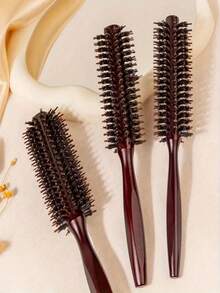 1 pieza Cepillo profesional para salón y hogar - Cepillo redondo antiestático con cerdas naturales, adecuado para cabello rizado, ondulado y liso - Salón, estilista, peinado personal - Duradero, superficie suave - Adecuado para uso doméstico y de salón, herramienta de corte de cabello, mango ergonómico, estructura resistente, artículo de belleza esencial, profesional del peinado, herramienta de peinado, diseño de moda, cerdas de alta calidad, entusiastas de la belleza, equipo de peinado, profesionales del peinado - Multicolor - Ver 6