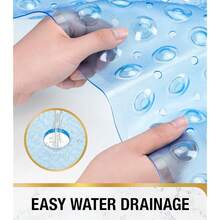 HITSLAM Shower Bathtub Mat Non Slip, 24inchx 24inch Bath Mat For Tub, Soft PVC Shower Mats For Inside Shower With Suction Cups And Center Drain Hole, Machine Washable Bathroom Floor Mat, Blue{Inchcolor_nameinch:InchBlueinch,Inchsize_nameinch:Inch24\Inchx24\Inch(Square)Inch} - 藍色 - 查看 5
