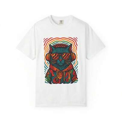 C-AmiS-eta Groovy C-At - C-AmiS-eta con arte de gato psicodélico para amantes de la músiC-A, regalo uniS-ex, ropa para festivas, diseño felino genial, estilo vintage.Camiseta 100 % algodón para hombre de 1240 g - Calidad prémium. Adecuada para todo tipo de personas, ya sean mujeres o hombres. Tejido duradero de alta calidad apto para todas las estaciones, suave al tacto pero duradero. Tops transpirables. Conjuntos de otoño para mujer. Conjuntos de vacaciones para mujer. Disfraz de Halloween para mujer.