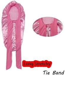 长款系带睡帽，光滑发帽，长辫子睡帽，可重复使用可调节护发包裹帽，女士睡眠帽