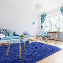 Noahas Ultra Soft 4.5cm Velvet Bedroom Rugs Kids Room Carpet Modern Shaggy Area Rugs Home Decor 2.6' X 5.3', Gray(5'4" x 4' (Rectangular) Azul marino claro) - Tipo 2 - Ver 6