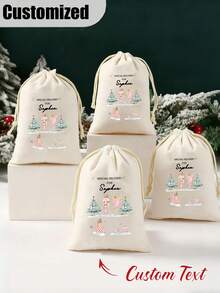 Personalized Santa Sack, Custom Name Christmas Gift Sack, Customized Text Santa Sack Is Very Suitable For The All Festive Occasions Gift Bags. - Multicolor - View 6