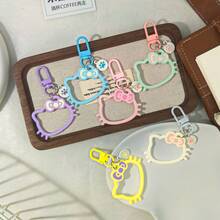 5pcs Sanrio Hello Kitty Keychains, Featuring Cat Paw Pendants And Hollow Cartoon Colorful Rings, Cute Keychain Accessories For Parties And Events, Adorable And Durable Keychains, Suitable For Christmas, Holiday Parties, Birthday Gifts, And Festival Gifts, Cartoon Toy Small Gifts, Christmas Toys, Christmas Gifts, Stocking Stuffers