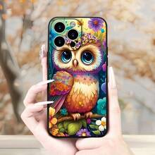 Una funda de teléfono creativa personalizada, elegante y con estilo, que presenta un diseño de búho colorido que presenta un tema animal encantador, diseño resistente a golpes y caídas, resistente a las manchas y duradera, adecuada para varios modelos de , incluyendo  17/17 Pro/17 Pro Max/17 Air/ 16/16 Pro/16 Pro Max/16 Plus/ 15/15 Pro Max/15 Pro/15 Plus/ 14/14 Pro/14 Plus/14 Pro Max/ 13/13 Pro/13 Pro Max/12/12 Pro/12 Pro Max/11/11 Pro/11 Pro Max/XR/X/XS/XS Max. Es el regalo de cumpleaños perfecto para novias, novios, esposos, esposas, amigos o para uno mismo, innovador y a la moda, adecuado tanto para hombres como para mujeres. - Negro 2617 - Ver 11