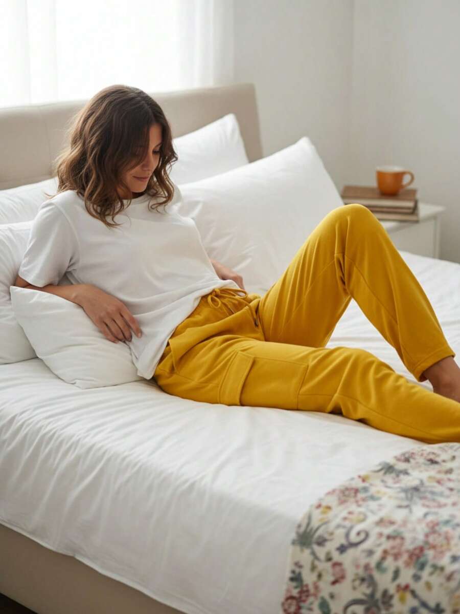 Women Sleep Bottoms - 薑色 - 查看 1