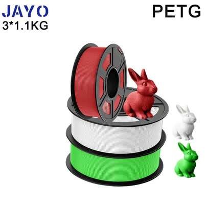 Filamento de impresora 3D JAYO PETG 3 rollos PETG sin burbujas, suave,últiples colores, filamento 3D apto para impresoras FDM 1.1KG